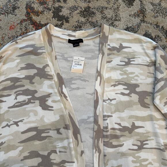 NWT SANCTUARY Beige Camo Open Front Cardigan Size XL Casual Classic Preppy Chic - Picture 2 of 8